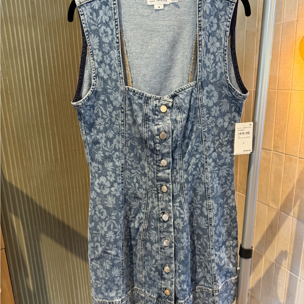 Good American Hibiscus Bloom Denim Dress